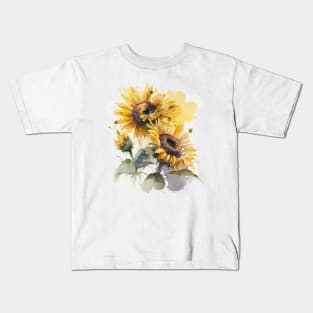 Watercolor Sunflowers: Bask in the Warmth of Summer Kids T-Shirt